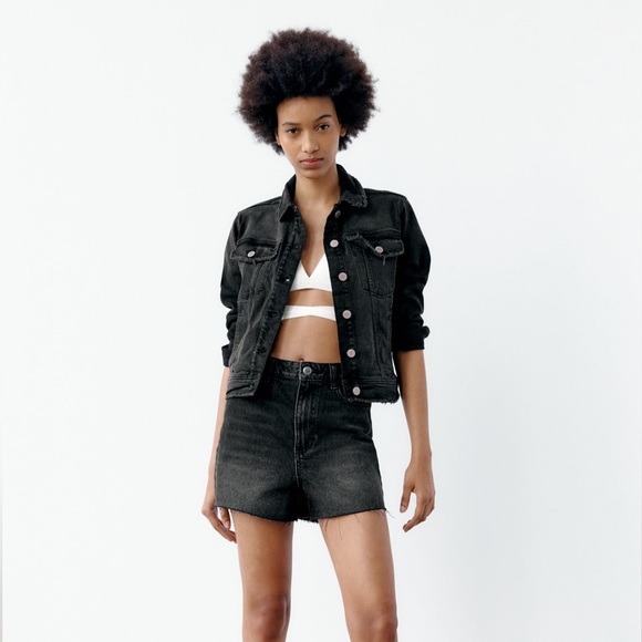 Zara Black Denim Jacket - Picture 3 of 3